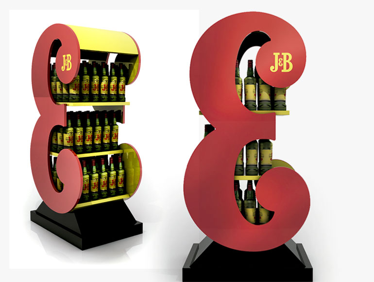 Diseño de Tótem Publicitario a medida para marca de bebidas alcoholicas JB