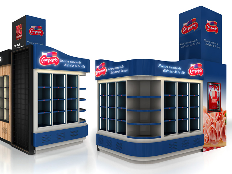 Gondola de supermercados para Campofrío fabricada por Team PLV