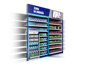 Estanterías para supermercados con bebidas energéticas